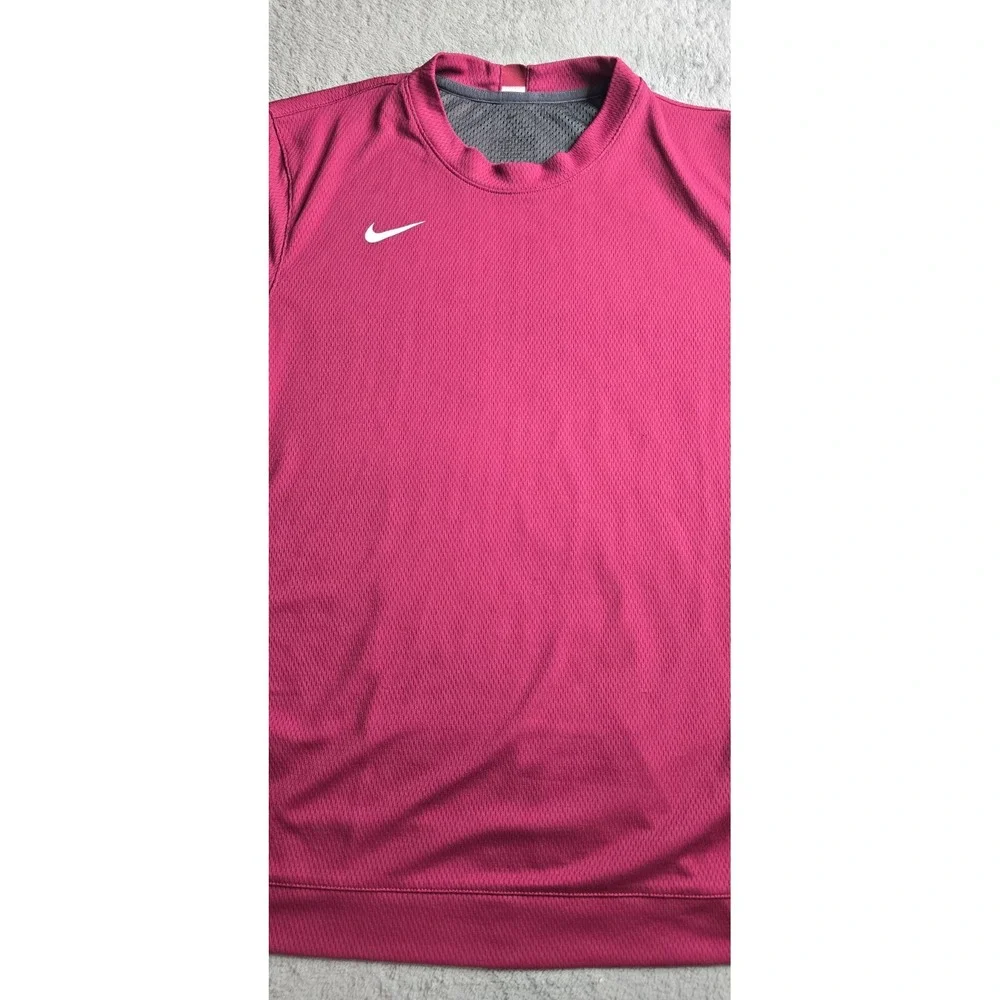 Nike Basketball Shirt Womens Large Burgundy Long Sleeve Training Mesh Jersey